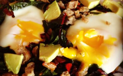 Platesd eggs and Swiss chard